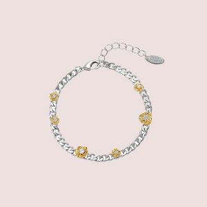 dainty Flower Link Gold & Silver Bracelet