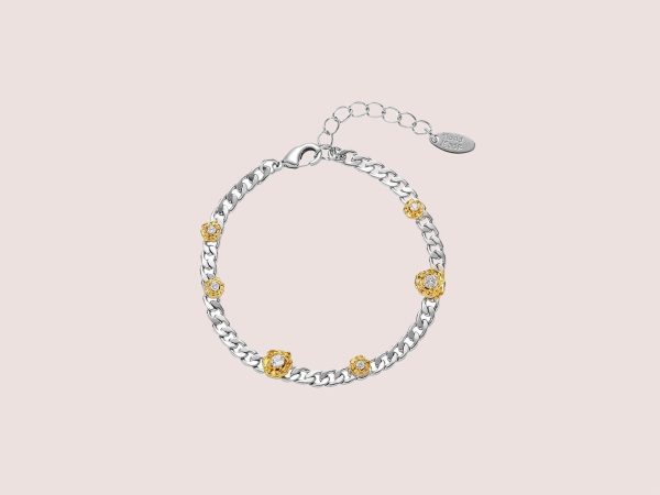 dainty Flower Link Gold & Silver Bracelet