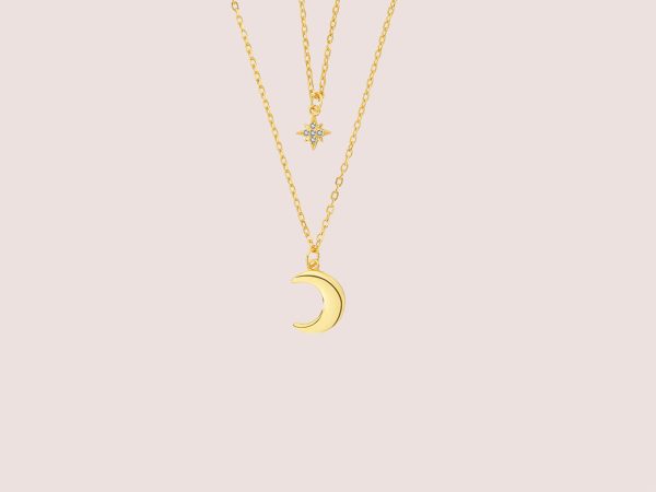 moon & star necklace in gold