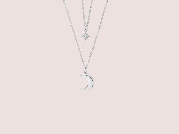 moon & star necklace in silver