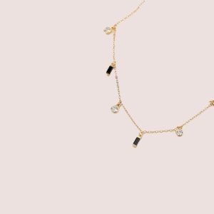 square cubic zirconia necklace in black