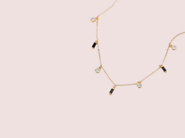 square cubic zirconia necklace in black