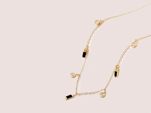 square cubic zirconia necklace in black