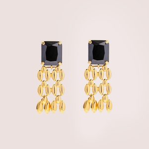 black statement earrings