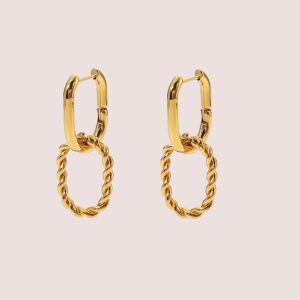 plain and chain hoop earrings