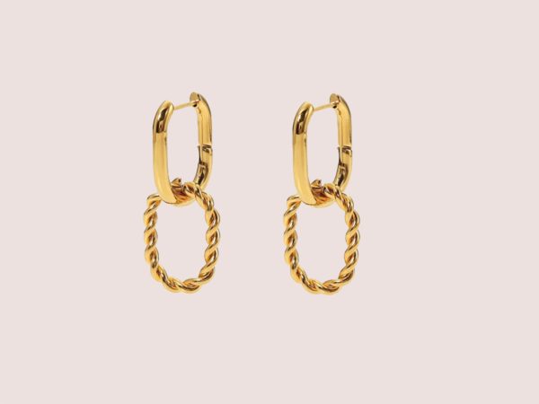 plain and chain hoop earrings