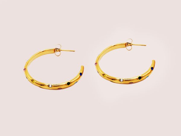 multicoloured rhinestone hoops