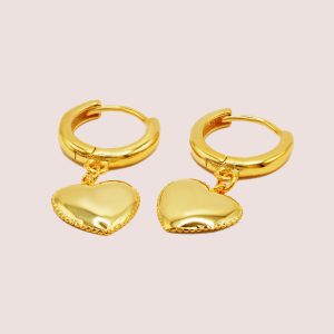 heart gold earrings