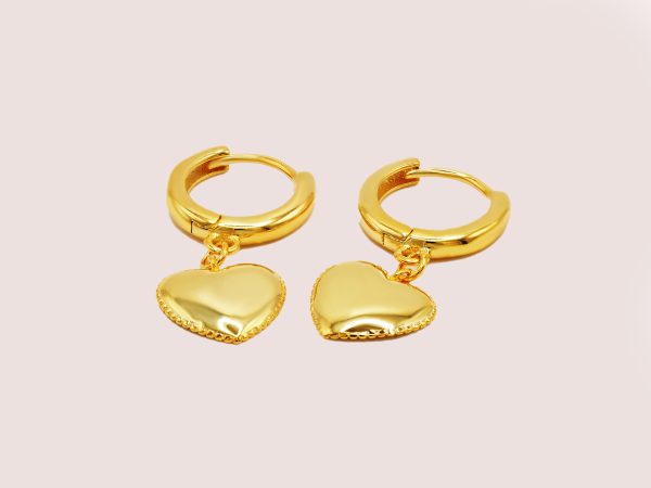 heart gold earrings