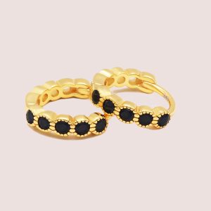 black zirconia huggie earrings