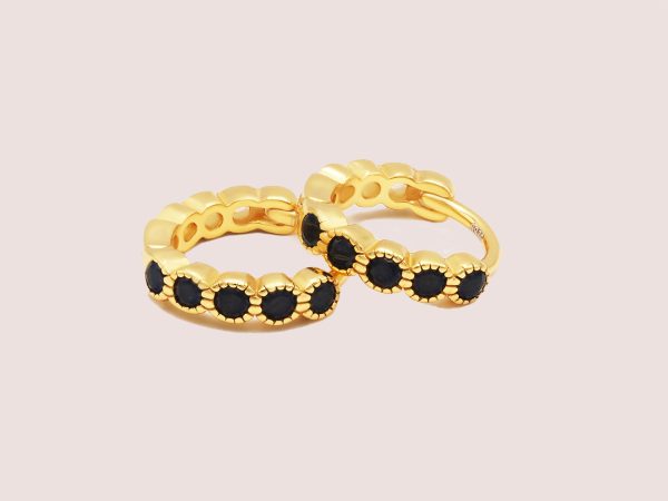 black zirconia huggie earrings