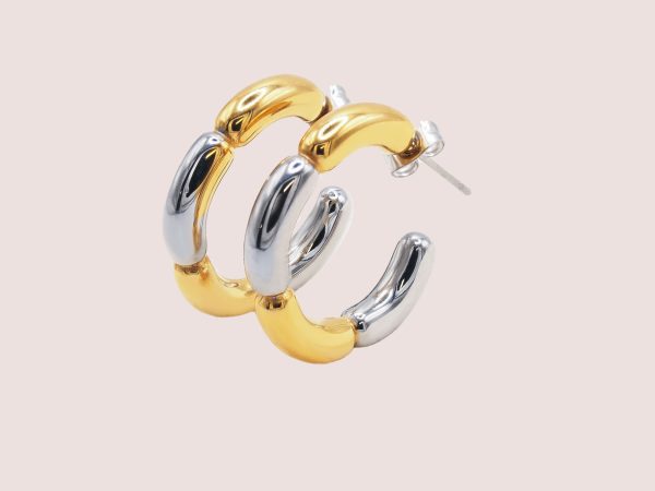 two tone hoop earrings