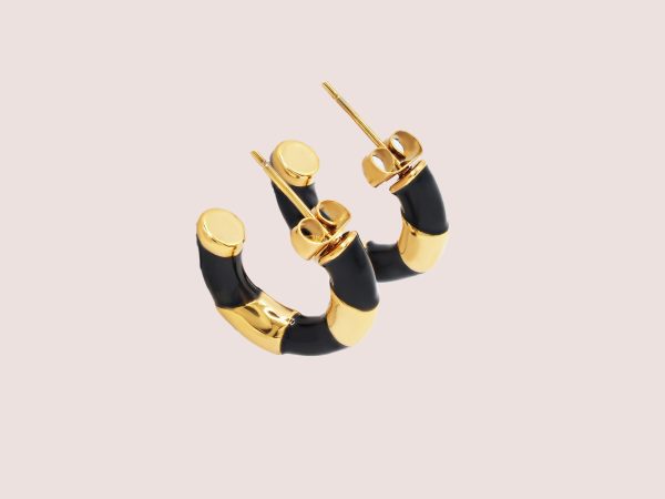 black & gold stripe earrings