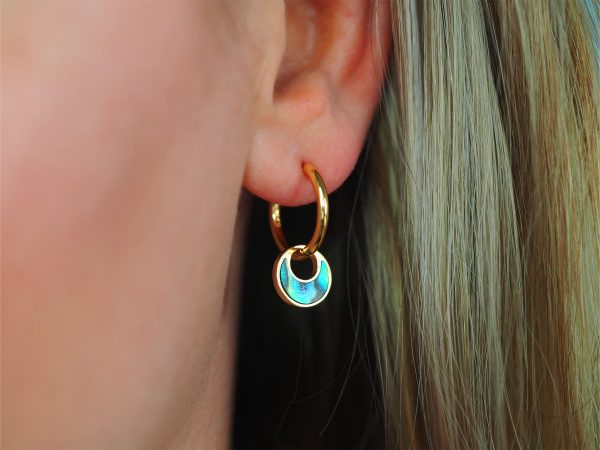 abalone shell huggie earrings