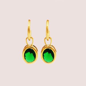 green cubic zirconia earrings