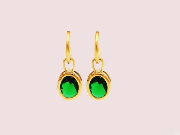 green cubic zirconia earrings