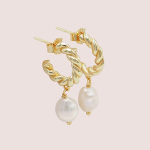 pearl rope hoop earrings