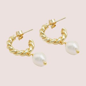 pearl rope hoop earrings