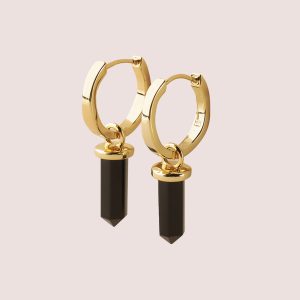 black onyx huggie earring