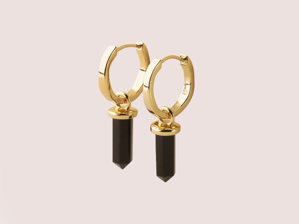 black onyx huggie earring