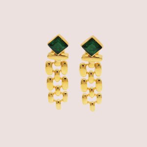 green statement earrings