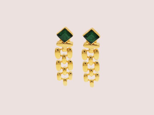 green statement earrings