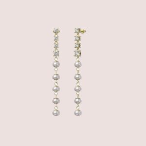 pearl thread drop earrings