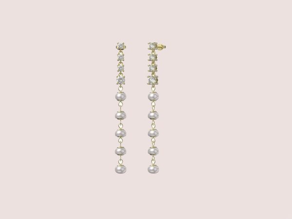 pearl thread drop earrings