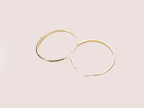 Large Plain Hoop 18K Statement Earrings