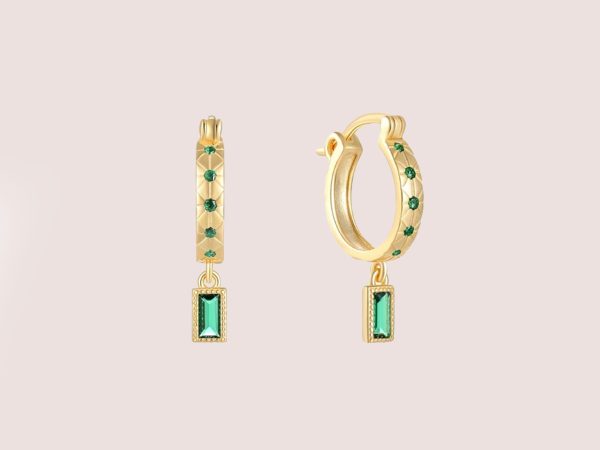 green cz dainty hoops