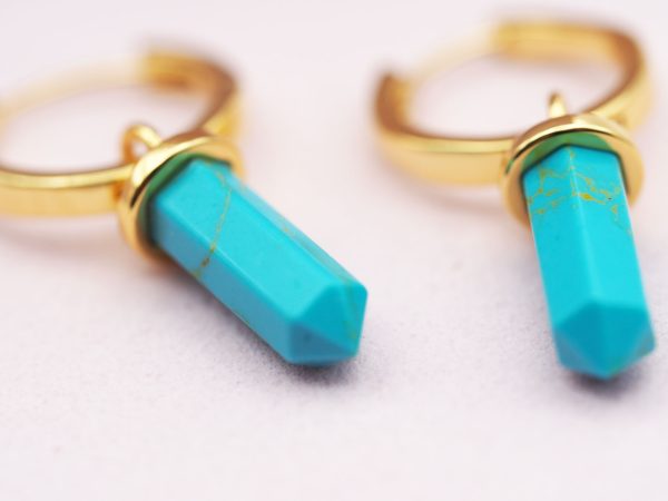 turquoise huggie earrings