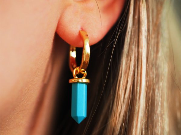 turquoise huggie earring