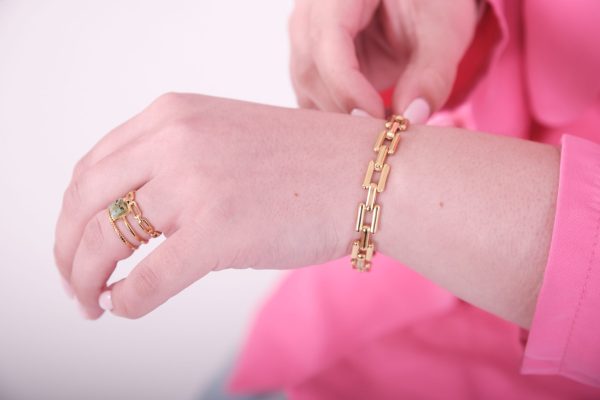 model wearing african stone open ring