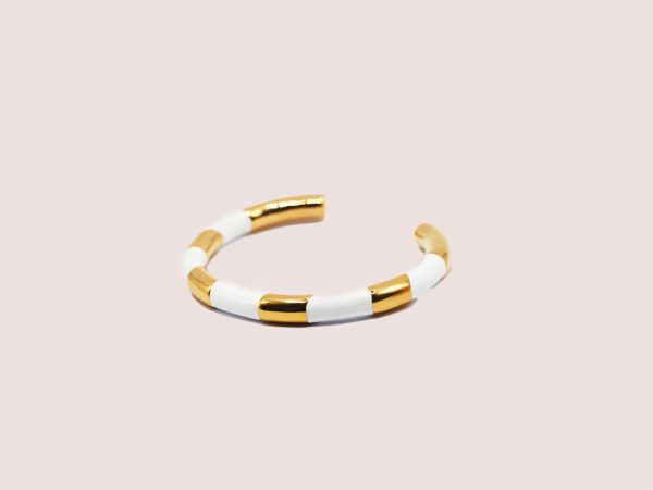 white & gold stripe bangle