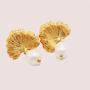 shell pearl drop earrings