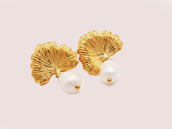 shell pearl drop earrings