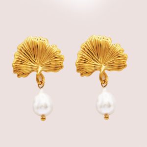 shell pearl drop earrings