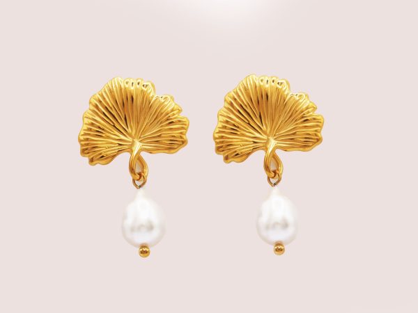 shell pearl drop earrings