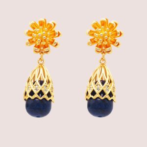 blue lapis pineapple earrings