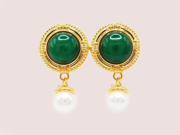 green pearl earrings vintage