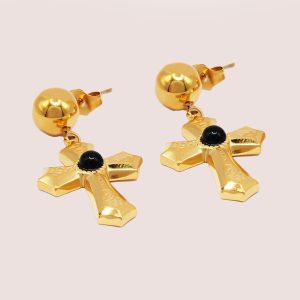 black cross earrings