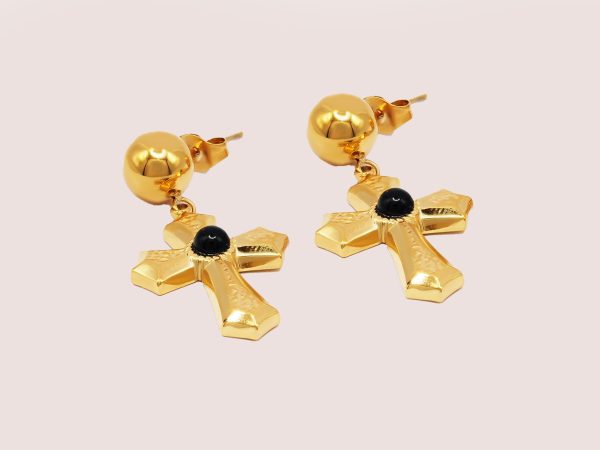 black cross earrings