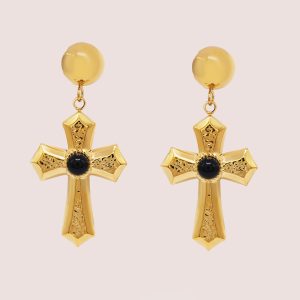 black cross earrings