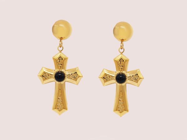 black cross earrings