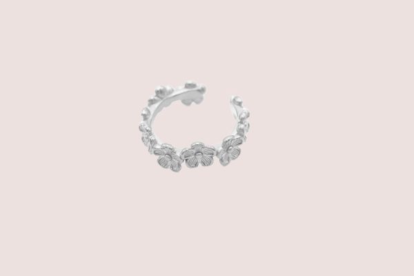 Dainty Irregular Flower Silver Plated Ring