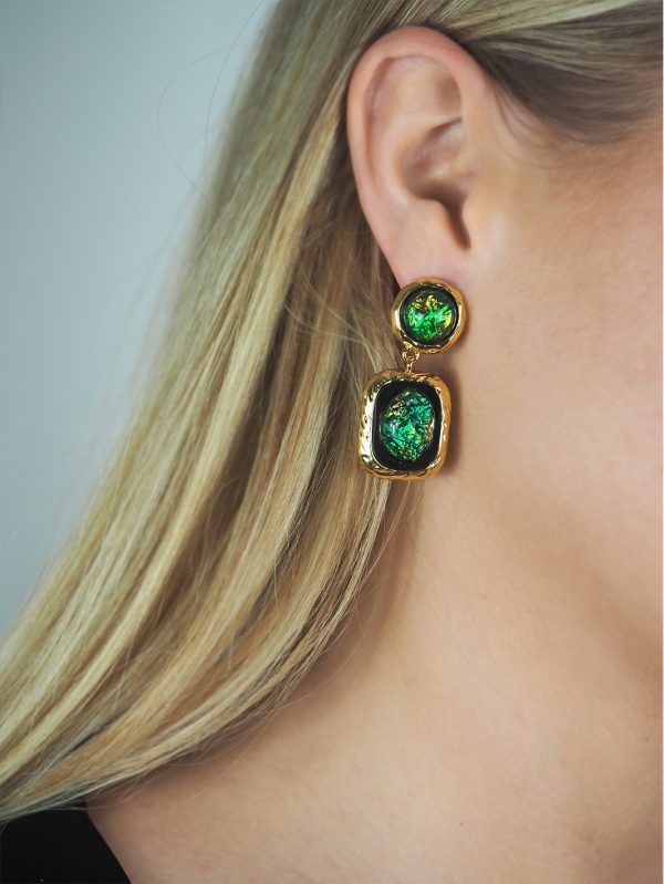 vintage green statement earrings