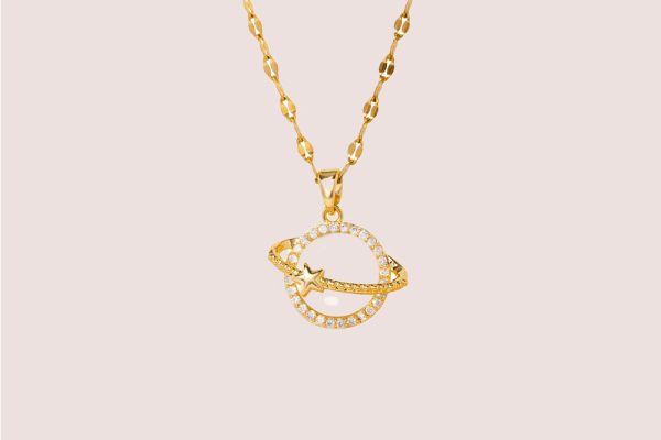 Opal & Zircon 18K Gold Plated Planet Necklace