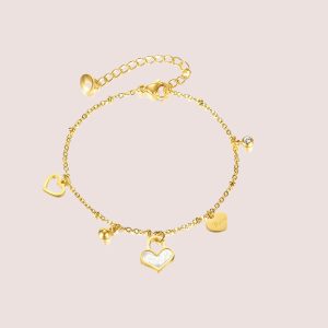 8K Gold Plated Heart Charm Bracelet