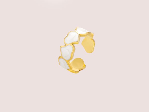 18K Gold Plated White Heart Ring