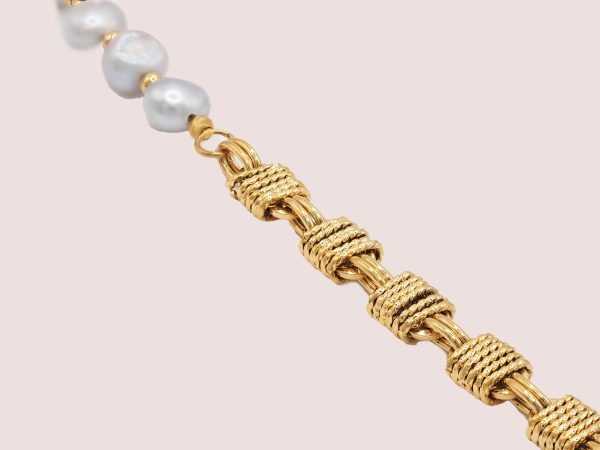 18K Gold Plated Bracelet Knot & Pearl